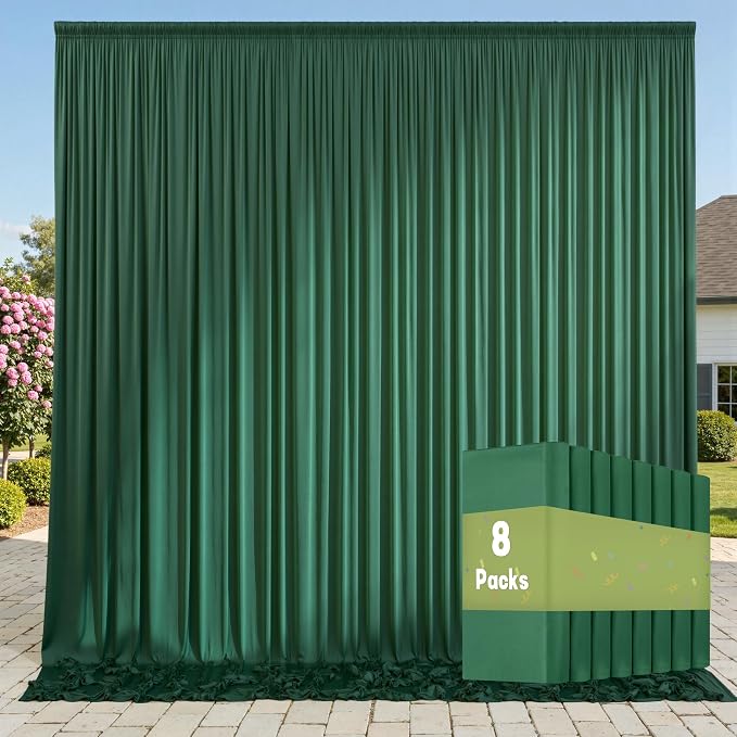 40ft x 10ft Wrinkle Free Hunter Green Backdrop Curtains by ENJOYYOURPARTY