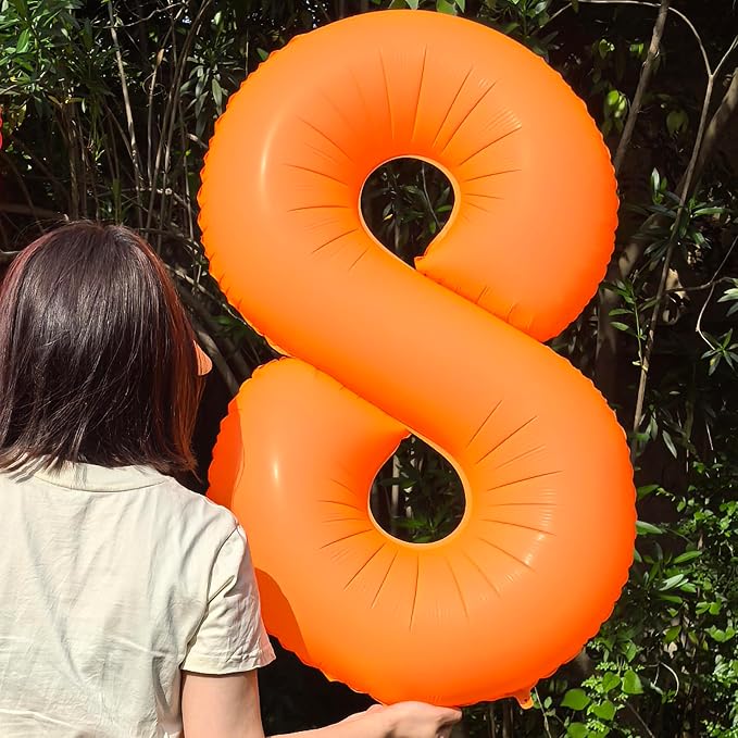 Orange Birthday Number 0 Balloon 40 inch Fluorescent Orange Number 0 | Helium - Image 4