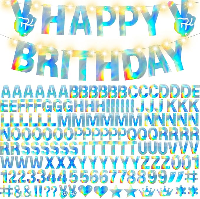 167Pcs DIY Glitter Customizable Banner Kit Custom Banner Happy Birthday DIY - Image 7