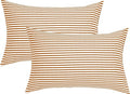 JELLYMONI 100% Natural Cotton Striped King Pillowcases Set, 2 Pack White and Rust Stripes Pattern Printed Pillow Covers with Envelope Closure(Pillows are not Included)