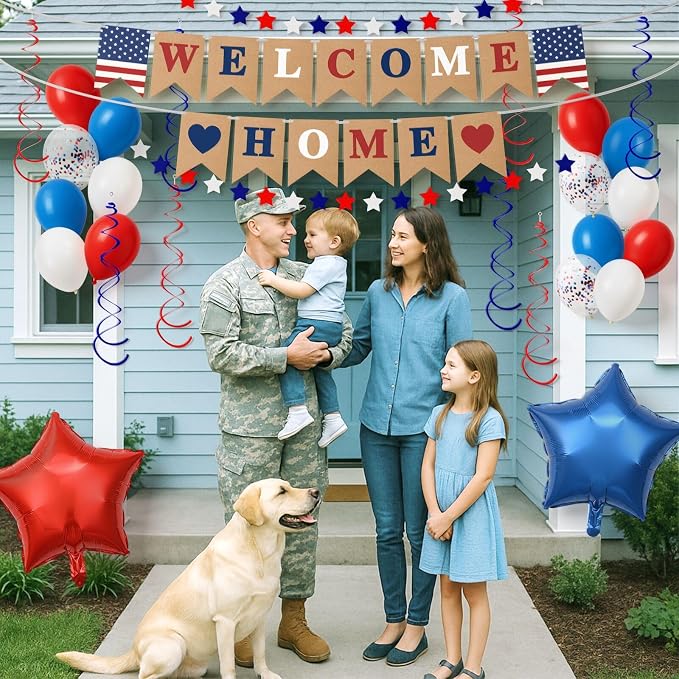 Welcome Home Decorations, Pre-Strung Welcome Home Banner & Balloons Kit - Image 2