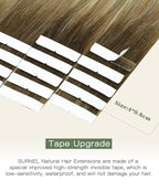 SURNEL Injection Seamless Tape in Hair Extensions Balayage Walnut Brown to Ash Brown and Golden Blonde Invisible Tape in Extensions Human Hair 18inch 20 Pcs 40g(#3822,18)