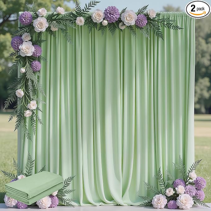 Sage Green Backdrop Curtain Drapes by Wokceer