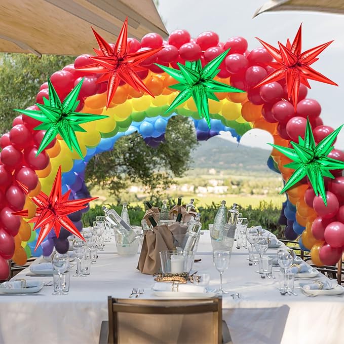 72 PCS Red and Green Star Balloons, Big 26 Inch Christmas Star Foil Balloons - Image 4