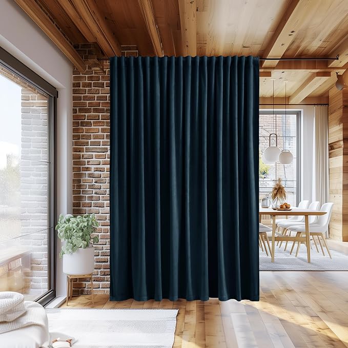 Navy Blue Velvet Curtains 84 inches Long Extra Wide Soft Room Darkening Noise - Image 4