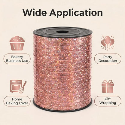 500 Yards Curling Crimped Ribbon Rose Gold Balloon String Shiny Metallic Roll - Image 4