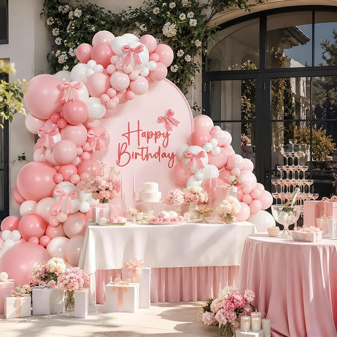 155pcs Pink and White Balloon Arch Kit - Image 5