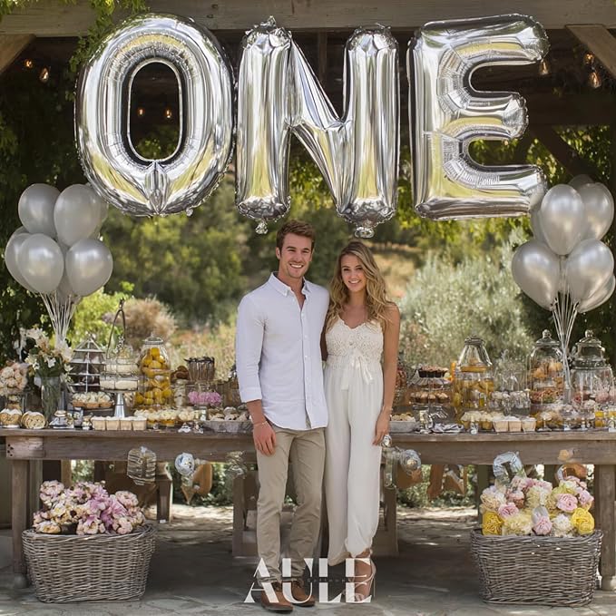 AULE 40 Inch Silver N Balloon Letter Foil A-Z Birthday Big Alphabet | Birthday - Image 3