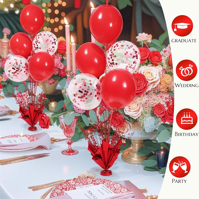 6 Set Red Christmas Table Balloons Centerpiece Stand Kit - Image 5
