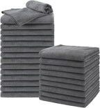 Salon Towels 24 Pack, Super Soft Microfiber Gym Towels, Highly Absorbent Hair-Drying Cloth for Gym, Bath, Spa Use and Home Beauty Care - Grey (16x29 inch)