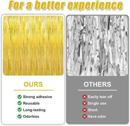 7 Pack 3.3 x 9.9 ft Gold Foil Fringe Curtains Streamers Party Decorations | - Image 3