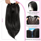 Isaic 24 Inch Synthetic Hair Topper for Women, Jet Black Middle Part Hand-Tied Lace Part Hairpiece with Clips, Long Hair Topper for Thinning Hair on Top, Natural Scalp Realistic Coverage (Jet Black)