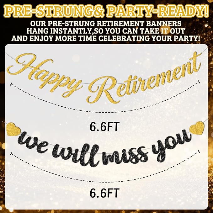 Retirement Party Decorations, Pre-Strung Happy Retirement Banner, Men Women - Image 3