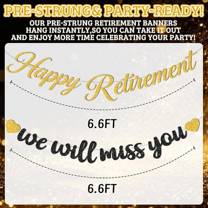 Retirement Party Decorations, Pre-Strung Happy Retirement Banner, Men Women - Image 3