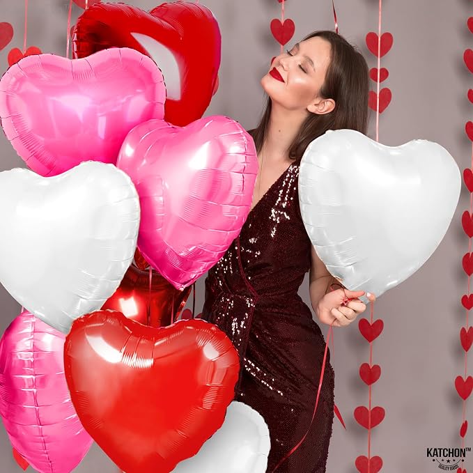 KatchOn Heart Balloons Decorations 18 Inch, Valentines Day Decorations - Image 9