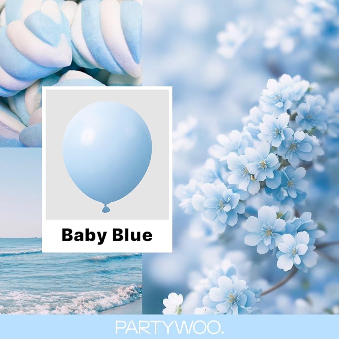 PartyWoo Baby Blue Balloons 152pcs Different Sizes of 18 12 10 5 Inch Light - Image 2