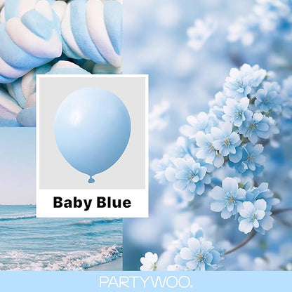 PartyWoo Baby Blue Balloons 100pcs Light Pastel Sky Aqua Blue Color | 36 18 12 - Image 2