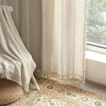 Boho Light Filtering Curtains 63 Inch 2 Panels - Image 2