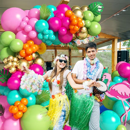 138pcs Flamingo Tropical Luau Balloons Arch Garland Kit, Olive Green and Hot - Image 4