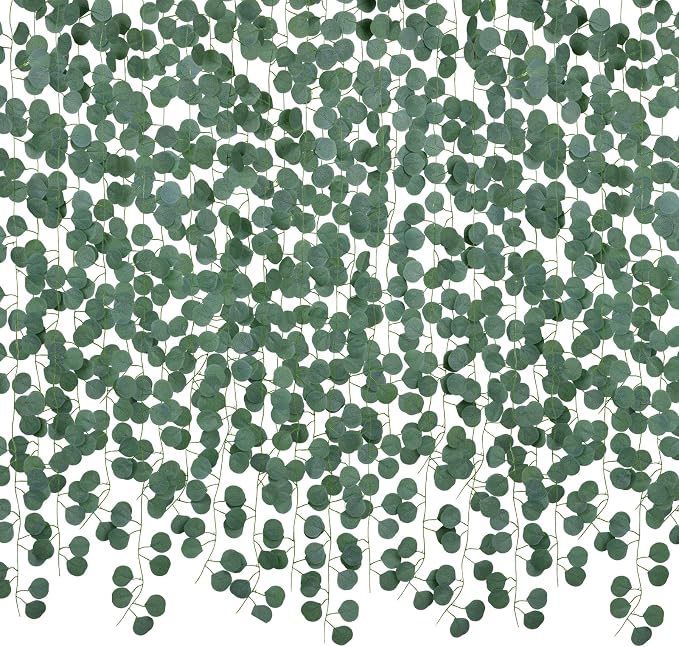 86 Feet 12 Strands Artificial Eucalyptus Leaf Plants Vine Hanging Eucalyptus by DearHouse