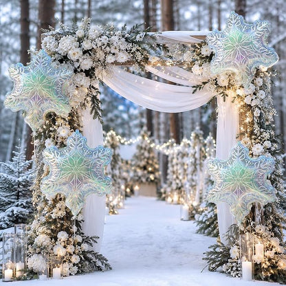 Iridescent Snowflake Balloons, New Year, Birthday and Baby Shower Decorations - Image 8