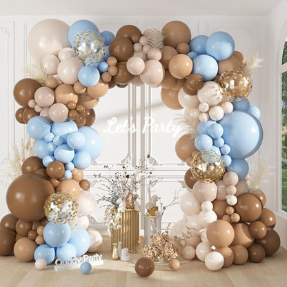 Ouddy Party 142Pcs Brown Coffee Blue Balloons Garland Kit 18 12 10 5 Inch | - Image 2