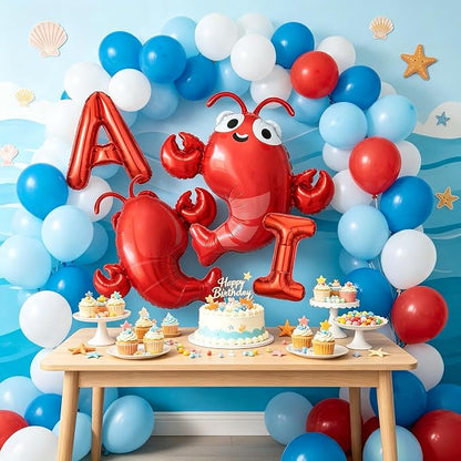 4Pcs Red Lobster & AI Letter Foil Balloons Set, Cartoon Seafood Balloons - Image 6