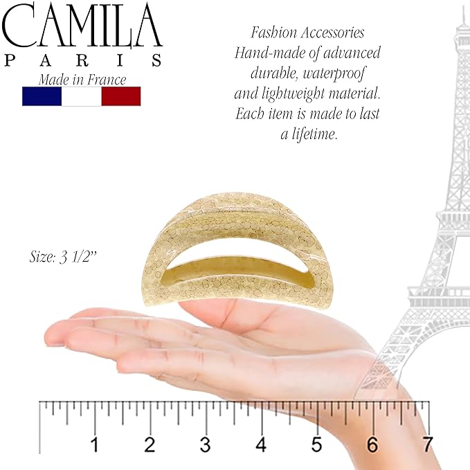 Camila Paris CP3191 French Hair Clip for Women and Girls - Thick, Long, Curly, Wavy Hair - Durable Styling Big Claw Clip - Strong Hold, No Slip Grip - Made in France