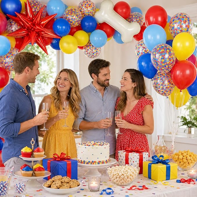 Carnival Balloons for Kids Party Decor | 12 Inch Red Yellow Blue Carnival - Image 7