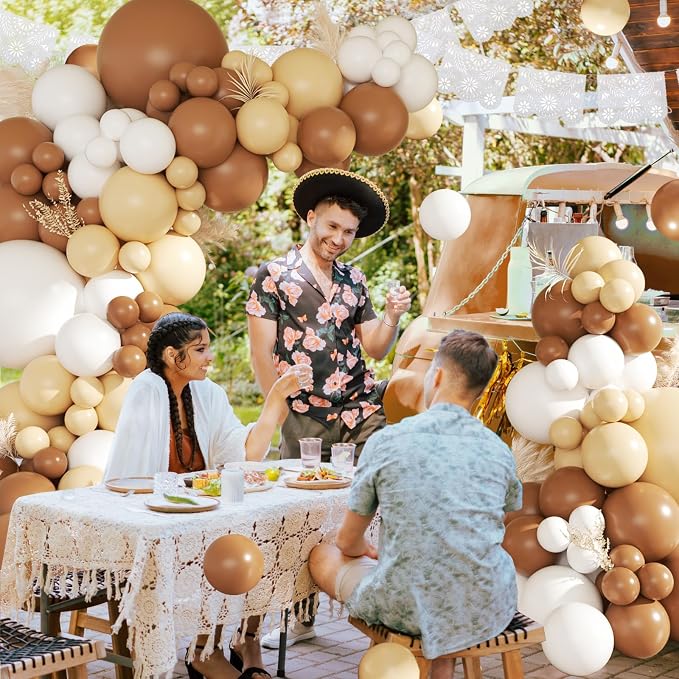 CROSSFINGERS Brown White Balloon Garland Arch Kit - Image 5