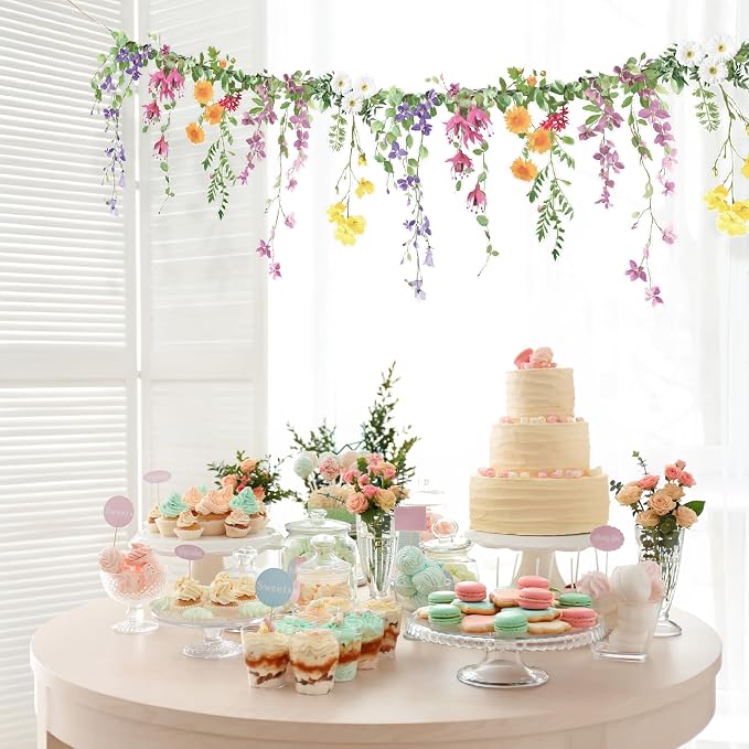 Cheerland Flower Banner Wildflower Garland Floral Party Decorations Waterproof - Image 4