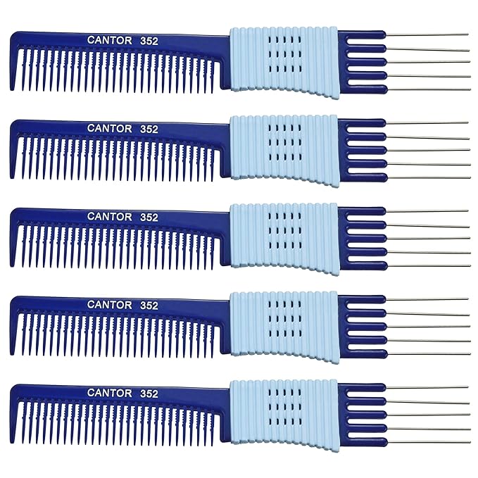 By Cantor - 5 Pack Stainless Steel Hair Picks Anti Static Lift & Detangle Combs for All Hair Types Chemical & Heat Resistant