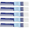 By Cantor - 5 Pack Stainless Steel Hair Picks Anti Static Lift & Detangle Combs for All Hair Types Chemical & Heat Resistant