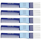 By Cantor - 5 Pack Stainless Steel Hair Picks Anti Static Lift & Detangle Combs for All Hair Types Chemical & Heat Resistant