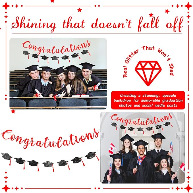 2026 Graduation Banners Party Decorations, Glitter Congratulations - Image 6