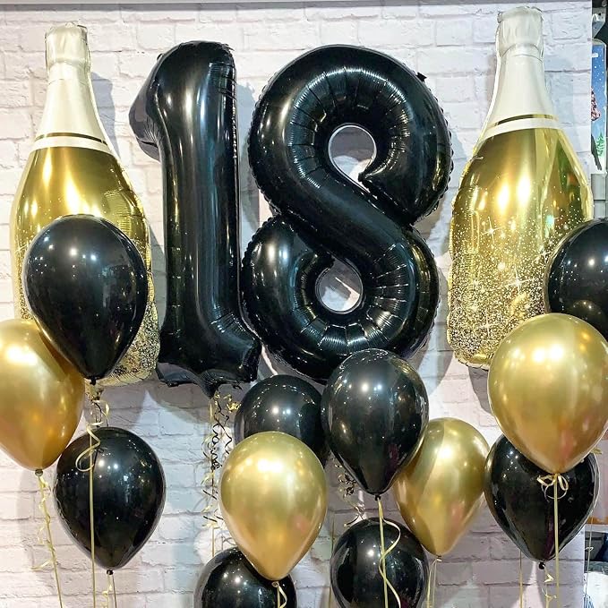 40 Inch Black 18 Number Balloons Giant 18 Balloons Black Birthday Balloons 18th - Image 4