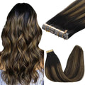 GOO GOO Tape in Hair Extensions Human Hair, 1B/6/1B Balayage Natural Black to Chestnut Brown, 26inch 120g 40pcs, Skin Weft Seamless Invisible, Silky Straight with Thick Ends, Remy Human Hair