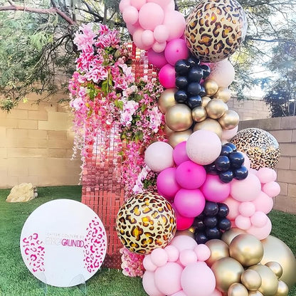 Hot Pink Cheetah Balloons, Pastel Pink Metallic Gold Leopard Print Balloons & - Image 5