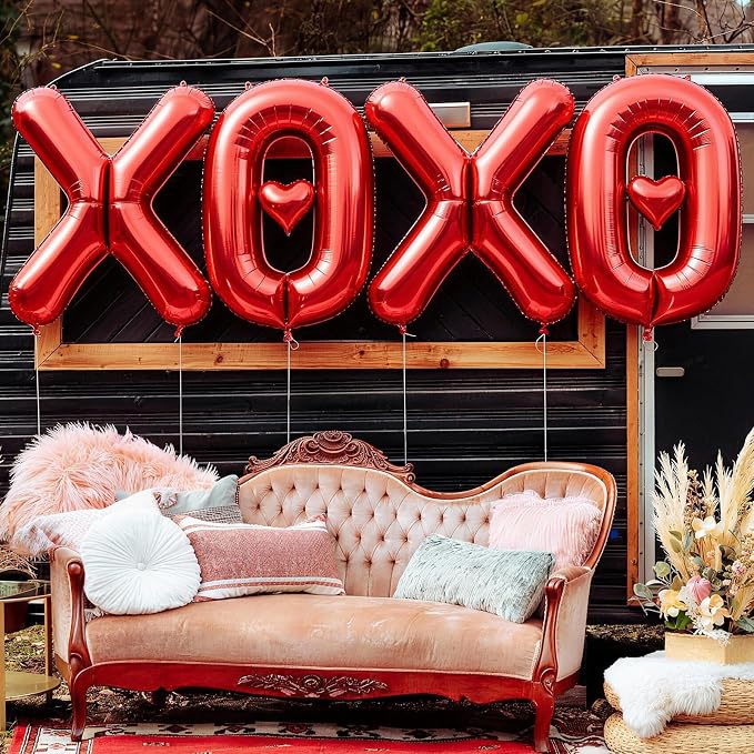 40 Inch Large Red XOXO Balloons, XOXO Letters Foil Balloons - Image 4