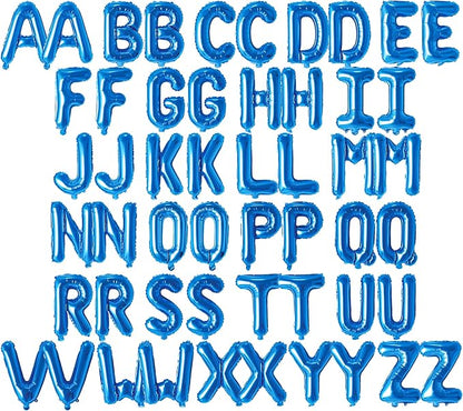 52 Pcs 16 Inch Blue Letter Foil Balloons, 2 Sets of A-Z, Mylar Metallic by Funforthefuture