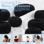 FANDAMEI Hair Bun Maker Set- 8 PCS Hair Donuts for Buns (2 Extra-large,2 Large,2 Medium and 2 Small), 40 PCS Bobby Pins, 5 PCS Hair Elastic Ties Black,Bun Maker - Black