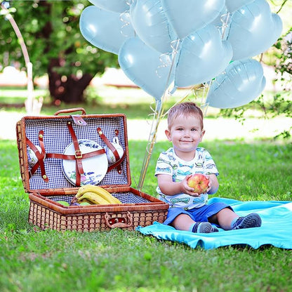 TONIFUL 30 Pcs Baby Blue Heart Balloons 18 Inch Heart Shape Foil Balloon | - Image 3