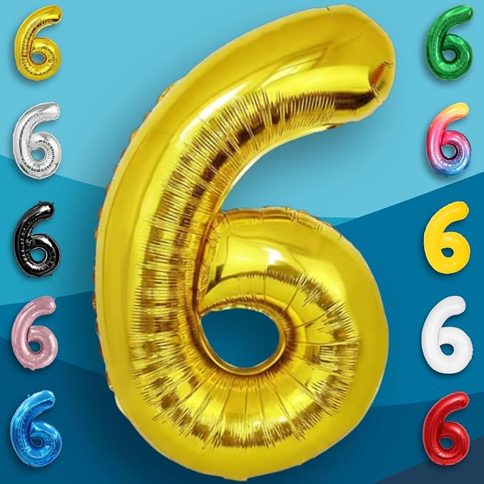 Gold Number Balloon 6 Mylar Foil Balloons 40 inch - Image 3