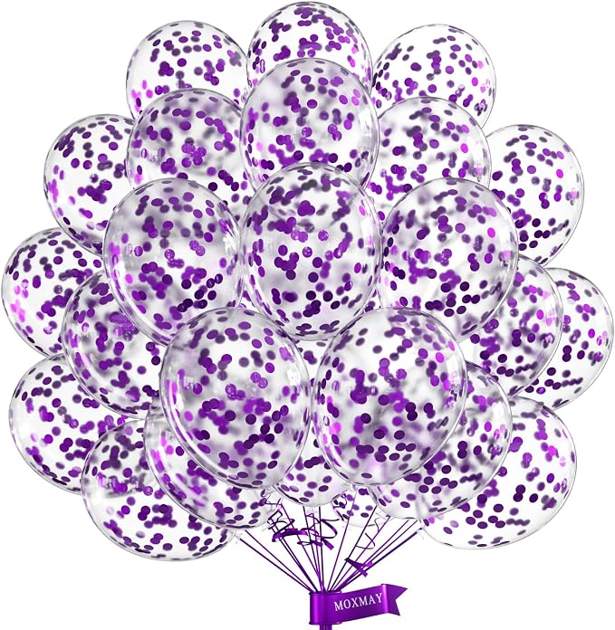 Purple Confetti Balloons, Unisex-Adults & Kids by MOXMAY