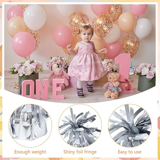 4 Pcs Silver Metallic Balloon Weights Holder Anchors Balloon Holder Weights - Image 3