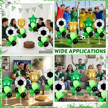 4 Sets Soccer Party Decorations Balloons Stand Kit Soccer Trophy Gold Green - Image 6