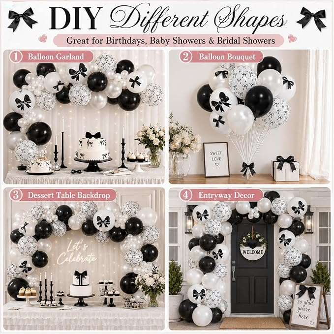 Black Bow Balloons 60PCS Printed Bow - Image 6