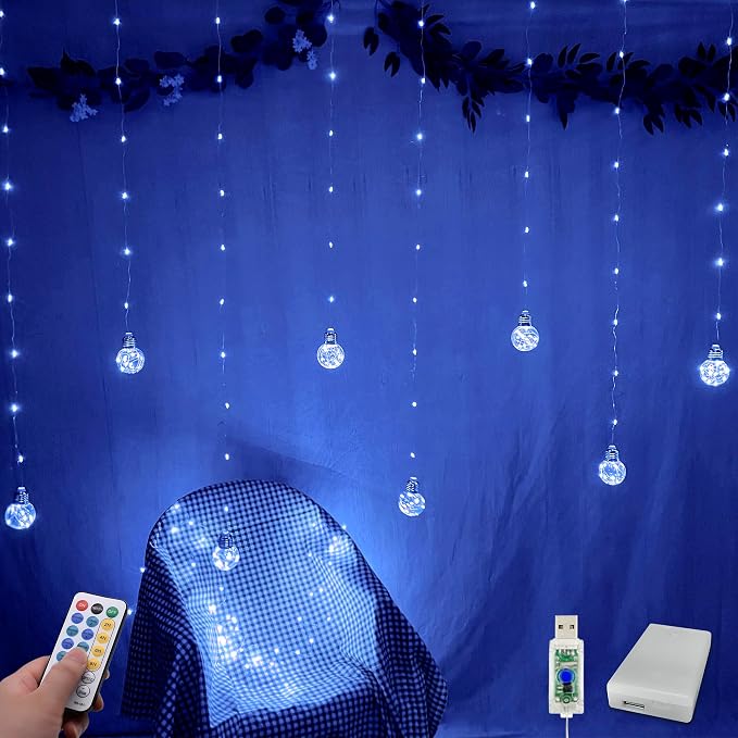 YOLIGHT Wishing Ball Curtain Lights 200 LED Window Curtain String Lights by Yolight