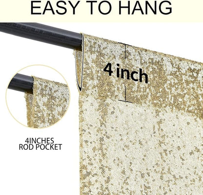 4×8FT Champagne Sequin Backdrop Curtain, Photography Backdrop Glitter Curtains - Image 5