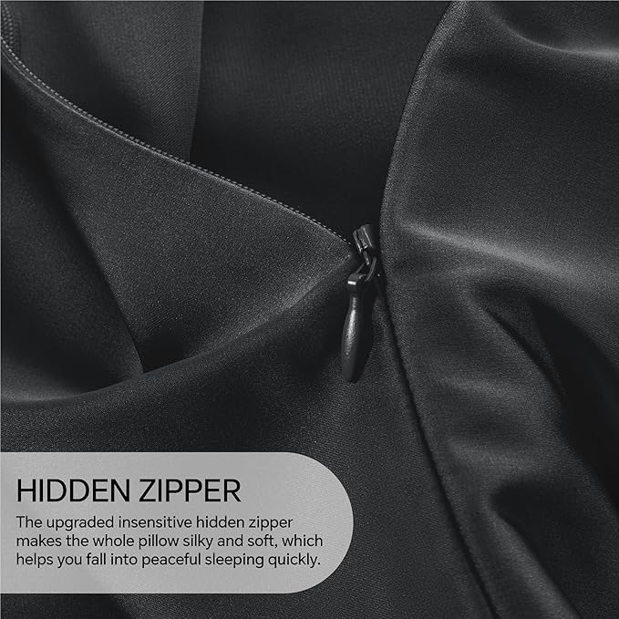 INFIIXSO Mulberry Silk Pillowcase for Hair and Skin, Silk Pillow Cases Standard Size with Hidden Zipper 20x26 Inches, Extraordinary Smooth and Soft Cooling Pillow Cases for Hot Sleepers(Black, 1 Pack)